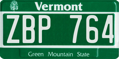 VT license plate ZBP764
