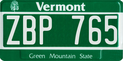 VT license plate ZBP765