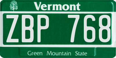 VT license plate ZBP768