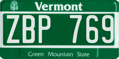 VT license plate ZBP769