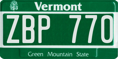 VT license plate ZBP770