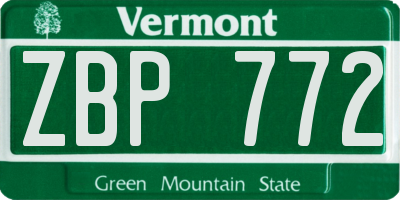 VT license plate ZBP772