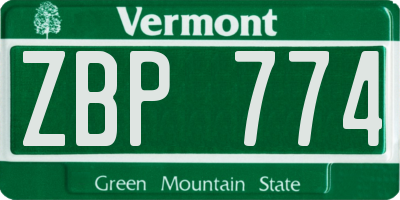 VT license plate ZBP774