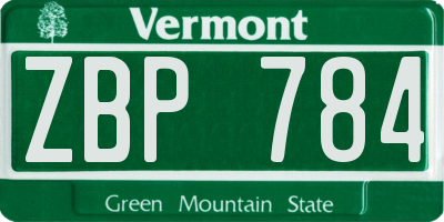 VT license plate ZBP784