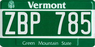 VT license plate ZBP785