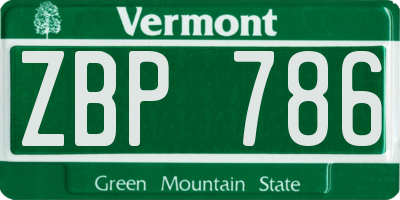 VT license plate ZBP786
