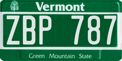 VT license plate ZBP787