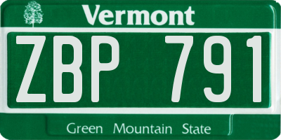 VT license plate ZBP791