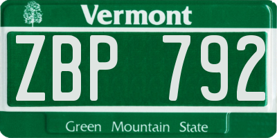 VT license plate ZBP792