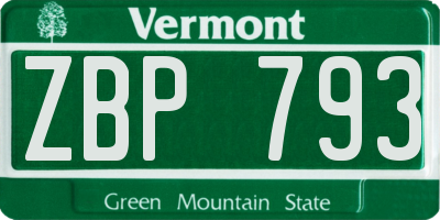 VT license plate ZBP793