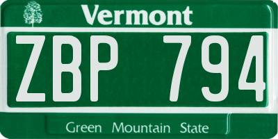VT license plate ZBP794