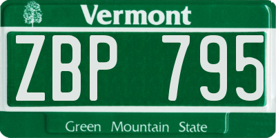 VT license plate ZBP795