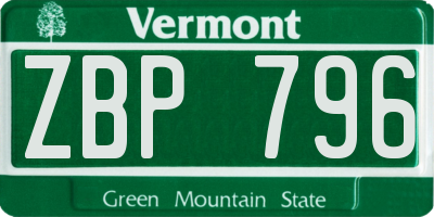 VT license plate ZBP796