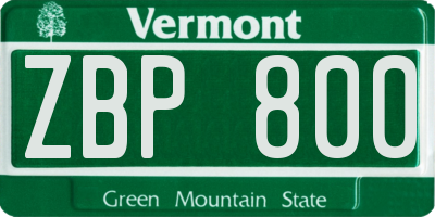 VT license plate ZBP800