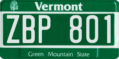 VT license plate ZBP801