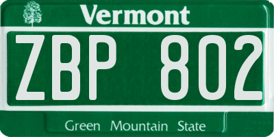 VT license plate ZBP802