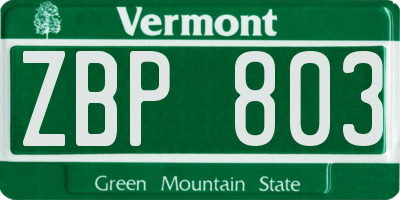 VT license plate ZBP803