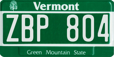 VT license plate ZBP804