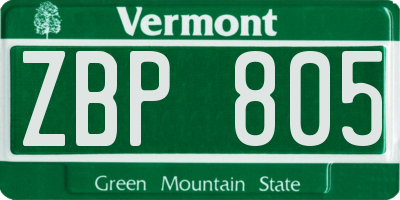 VT license plate ZBP805