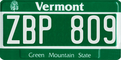 VT license plate ZBP809