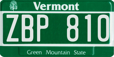 VT license plate ZBP810