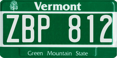 VT license plate ZBP812