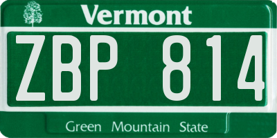 VT license plate ZBP814