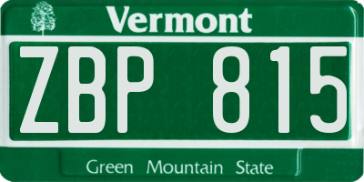 VT license plate ZBP815