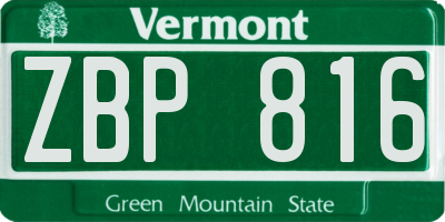 VT license plate ZBP816