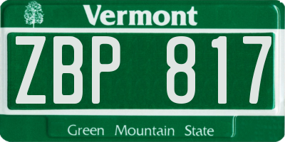 VT license plate ZBP817