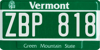 VT license plate ZBP818