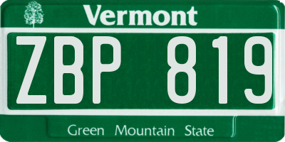 VT license plate ZBP819