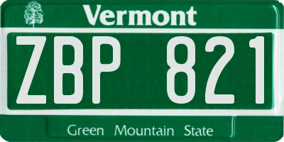 VT license plate ZBP821