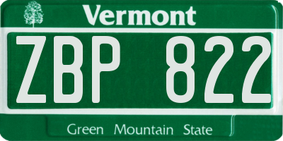 VT license plate ZBP822