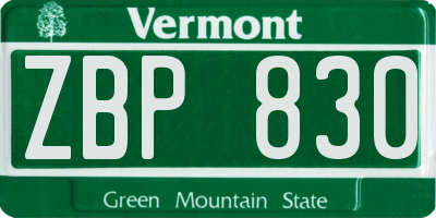 VT license plate ZBP830