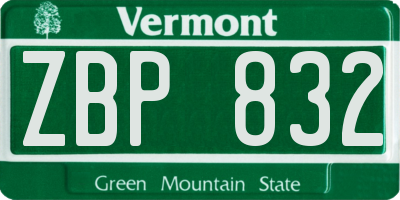 VT license plate ZBP832