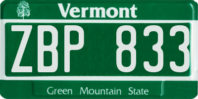 VT license plate ZBP833