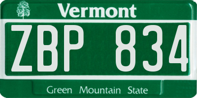 VT license plate ZBP834
