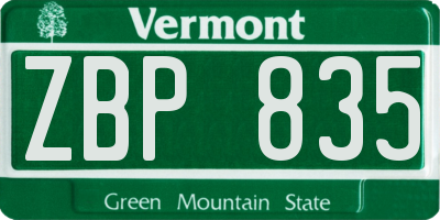 VT license plate ZBP835