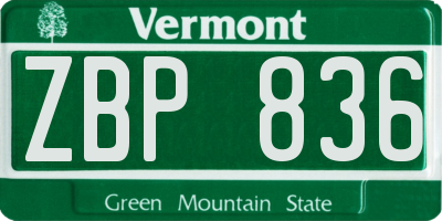 VT license plate ZBP836
