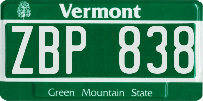 VT license plate ZBP838