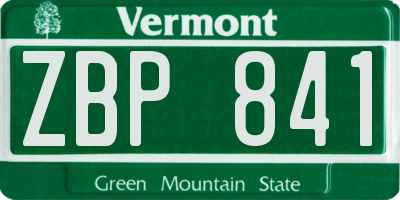 VT license plate ZBP841