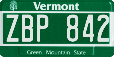 VT license plate ZBP842