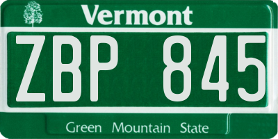 VT license plate ZBP845