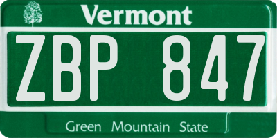 VT license plate ZBP847