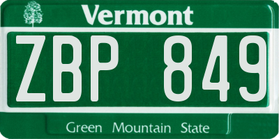 VT license plate ZBP849