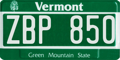 VT license plate ZBP850