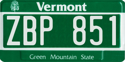 VT license plate ZBP851
