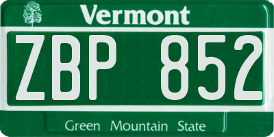 VT license plate ZBP852