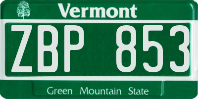 VT license plate ZBP853